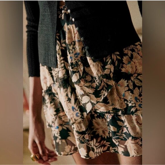 NWT Sézane Carolina Floral Black Skirt Size 46 100% Viscose Made In Portugal - Picture 11 of 13